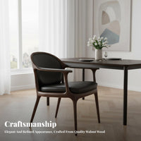 Walnut Wood Armchair Nordic Aesthetic Curved Spine Wooden Chair Italian Design Upholstered Pad for Restaurant, Home Office