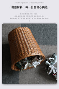 垃圾篓草编 非藤编家用厨用垃圾桶花盆 编织无盖废纸篓
