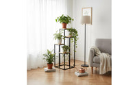 Minimalist Design Wrought Iron Flower Pot Rack Strong Bearing Capacity Multi Tier Plant Stand Anti-Slip Feet Wrought Iron Display Rack Rustproof for Patio
