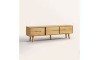Minimalist TV Cabinet with Sliding Doors Low-Height Tv Stand with Sliding Doors Wood-Grain Lowboard Floor-Standing for Living Room, Apartment