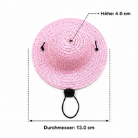 Cat Straw Hat, Adjustable Pet Sun Hat with Chin Strap, Perfect for Birthday Parties and Vacations, Bright Red, 10-60cm