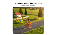 Miniature Cyclist Figurine Collectible Two-Wheeler Cyclist Scale Model Tiny Person on Bike Model High Fineness Display Scene