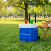 Wheeled Insulated Container Keeps Food Fresh Insulated Chiller Chest Easy to Move Portable Ice Chest for Outdoor Fishing, Car Travel