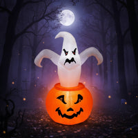Outdoor Halloween Inflatable with LED Light Lighted Inflatable Ghost with Pumpkin Giant Inflate Ghost Bright for Yard