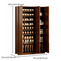 Multi-layer Shoe Rack Large Capacity Shoe Storage Cabinet Dust-resistant Organizer with Enclosed Doors and Sturdy Bamboo Construction Suitable for Homeowners Adults Hallway Bedroom