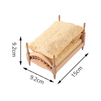 Dollhouse Bed with Mattress Carved Miniature Single Bed 1:12 Scale Furniture for Collectors, Hobbyists, Diorama