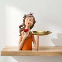 2 Pieces Decorative Girl Sculpture Abstract Girl Statue Unique Design