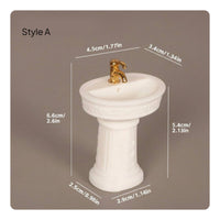 Dollhouse Bathroom Sink Display Piece Miniature Washbasin Realistic Details