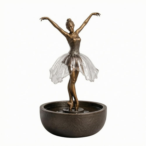 Ballerina Fountain Round Basin Table Ornament Rustic Design