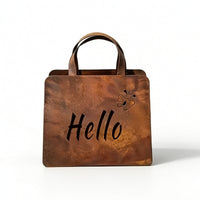 Handbag Planter with Curved Handle Rusted Handbag Planter Double-Sided Decorative Bag-Shaped Flower Pot for Fence, Entryway