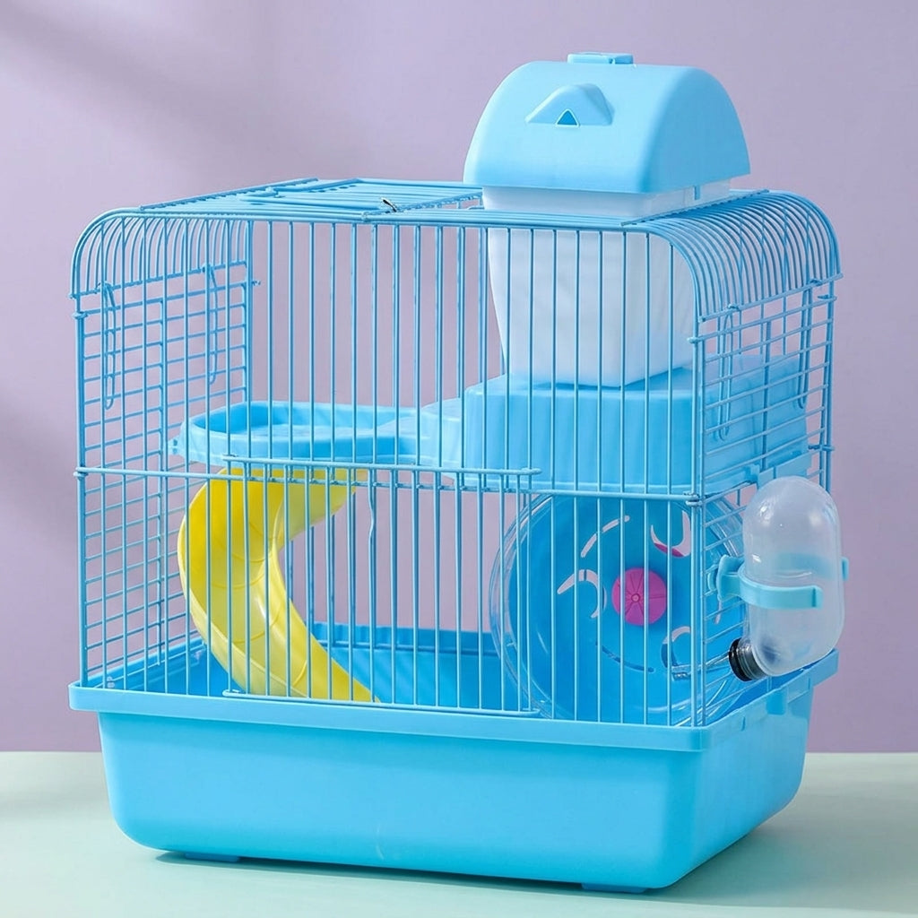 Multi-Level Hamster Cage with 3 Tiers, Spacious Hamster Habitat and Starter Kit for Small Pets