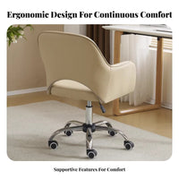 Upholstered Rolling Armchair Adjustable Height Desk Chair for Study Room, Adults