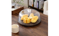 Cake Dome with Wooden Base Rotatable Cake Stand with Dome Dust-Proof for Parties