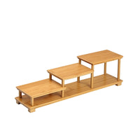 Bamboo Display Shelf Natural Wood Tone Shelving Unit Compact for Tea Lovers