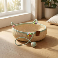 Round Woven Kitten Bed Scratch-Resistant Braided Rope Kitten Bed Soft Walls