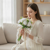 White Artificial Bouquet Elegant Bridal Bouquet Soft for Brides, Bridesmaids