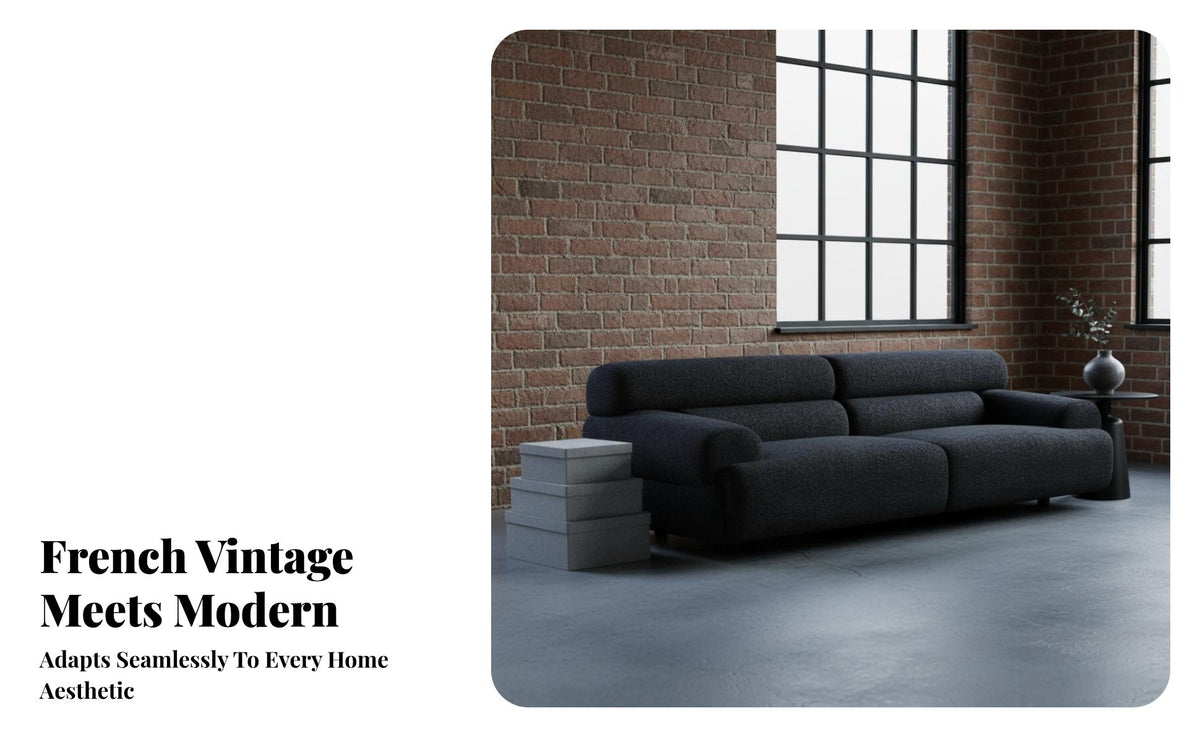 Lowoutline Block Sofa French Retro aesthetic sectional Couch space-saving Design Living Room Seating for Apartment Dwellers, Homeowners, Studio, Lounge Area