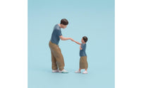 2 Pieces Resin Father and Son Figure Scene Hand-Painted Miniature Figures Fist-Bump Figure Set