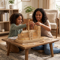Gothic Cathedral Model Architectural Cathedral Model with Base Miniature 3D Wooden Puzzle for Adults, Hobbyists, Shelf, Desk, Study Room