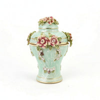 Jewelry Box with Hinged Lid Enamel-Style Trinket Box with Lid Floral Gold-Tone for Dresser, Vanity