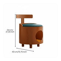 Wooden Cat Nest Stool Closed Warm Feline Retreat Stool Bed 2-in-1 for Living Room