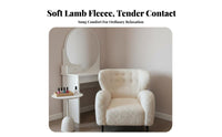 Sherpa Club Chair Soft Texture Upholstered Armchair Comfortable Creamy Design for Young Adults, Bedroom, Vanity Area