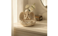 Angel Statue with Tray Vintage Angelic Jewelry Tray Carved for Vanity