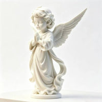3D-Printed Angel Figurine Spread Wings 3D Printed Angel Figurine White