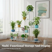 Multi-Tier Flower Pot Holder Floor-Standing 5-Tier Rolling Plant Stand Space-Saving Stable Base for Living Room, Corner Spaces