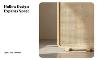 Movable Woven Panel Divider Freestanding Privacy Screen Minimalist-Inspired Partition Wall Space-Saving for Homeowners, Interior Design lovers, Office Workers, Living Room, Entrymethod, Studio Apartment, Bedroom