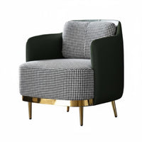 Houndstooth Armchair Nordic Design Upholstered Accent Armchair Retro Design Easy Assembly for Readers, Living Room