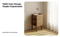Semi-Circular Rattan End Table Wabi-Sabi Aesthetic Nightstand Nordic Aesthetic