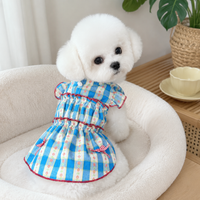 Small Dog Dress with Buttons, Princess Dog Dress for Special Occasions, Blue Plaid Dog Clothes for Small Dogs, Summer Puppy Clothes Girl