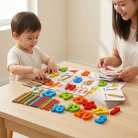 Printed Cards Montessori Math Set Raised Numbers Arithmetic Math Kit Colorful Wooden Number Toy Hands-on for Children
