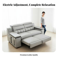 Electric Reclining Sofa Bed Modern Minimalist Design Electric Recliner Couch Padded Armrests Leather Home Theater Seating for Families, Adults