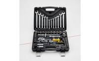 Chrome-Finish Socket and Wrench Kit Portable Socket Wrench Set with Toolbox Compact Tool Set with Carrying Case Professional for Home Repairs