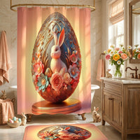 Easter Shower Curtain Bathroom Decorations Sets, Restroom Set Waterproof Easter Decor Set Non-Slip for Holiday Enthusiasts, Homeowners, Home Decoration, Restroom
