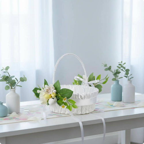 Flower Girl Flower Basket Pastel Colors Wedding Decor Keepsake for Bridesmaid