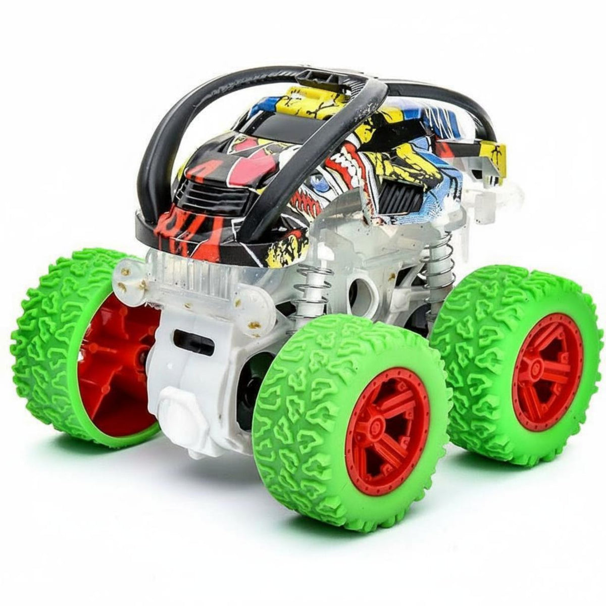 4-Wheel Drive Inertia Powered Toy Car All-Terrain 360° Flip Acrobatic Car Long-Lasting & Crash-Resistant Push and Go Monster Truck Included for Preschoolers, Kids, Toddlers, Outdoor, Indoor