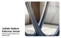 Gradient Color Finish Narrow Console Table Electroplated Shaped Statue Table Statement Piece Indoor Furniture Modern Design for Art lovers, Homeowners, Interior Designers, Entryway, Living Room, Hotel Lobby, Office Reception