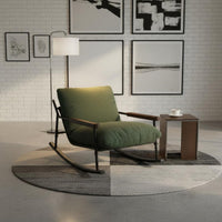 Wide Seat Cushioned Lounge Rocker Ergonomic Design Modern Rocking Chair Year-Round Use Metal Frame Rocking Chair Luxurious Cushion for Adults, Balcony, Living Room, Bedroom