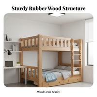 Solid Wood Bunk Bed Space-Saving Design Kids Bunk Bed with Ladder High Guardrail Bedroom Furniture for Students, Families, Dormitory, Dorm Room