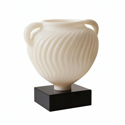 Resin Vase with Handles Tabletop Decorative Vase Modern Sculpture for Living Room, Shelf