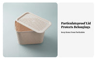 Woven-Pattern container with Handles Lidded Organizing Box all-purpose for Students