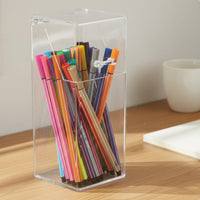 Transparent Hinged Lid Pen Holder Multifunctional for Bathroom, Craft Room