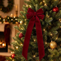 Christmas Bow Ornament Burgundy Seasonal Bow Large Bowknot for Holiday Decor, Window Display