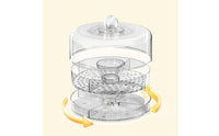 Rotating Serving Tray with Dome Lid Clear Fridge Storage Container Transparent Organizer for Hosts, Kitchen Countertop, Dining Table