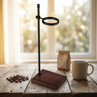 Pour Dripper Stand with Wooden Base Minimalist Pour over Coffee Stand Compact Dripper Holder with Base for Cafes