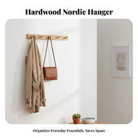 No-Drill Installation Multipeg Wooden Bar sturdy Wood Construction wall surface Hanger Space-Saving Coat Rack Functional Decor for homeowners, Office Workers, Entryway, Hallway, Behind Door, Dorm Room