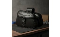 Secure Motorcycle Side Bags with Skull Emblem Hard-Sided Motorcycle Saddlebags with Lock Rugged Heavy-Duty for Daily Riding